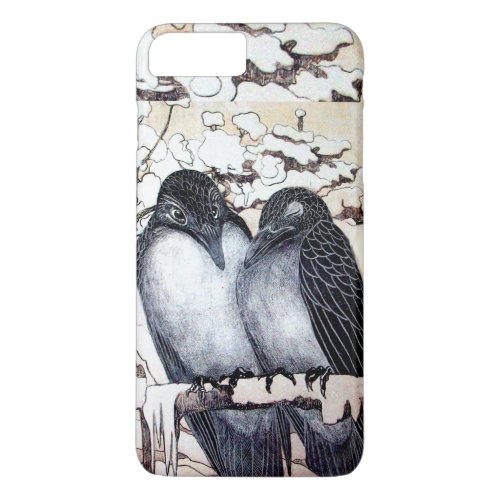WINTER LOVE BIRDS IN SNOW Black and White Drawing iPhone 8 Plus7 Plus Case