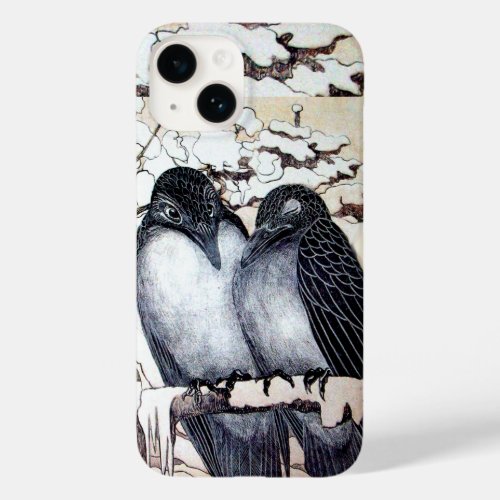 WINTER LOVE BIRDS IN SNOW Black and White Drawing Case_Mate iPhone 14 Case