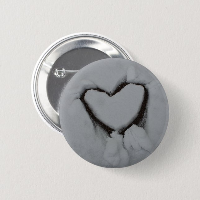 Winter Love - Heart in Snow Button (Front & Back)