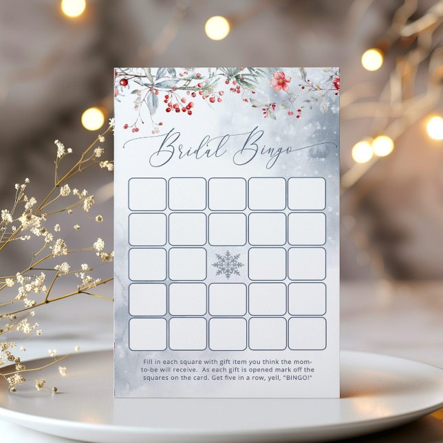 Winter Love in snow bridal shower bingo game (Creator Uploaded)