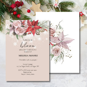Winter Love Is In Bloom Bridal Shower Poinsettia Invitation