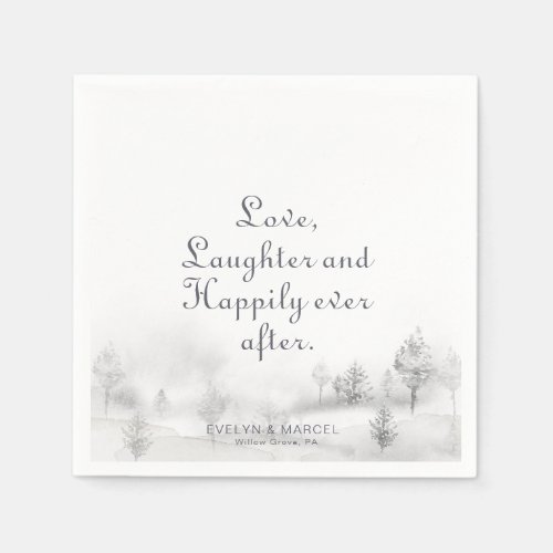 Winter Love Laughter and Happily Ever After  Napkins