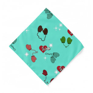 Winter Love Mittens and Snowflake Pattern Bandana