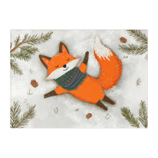 Winter Lover Fox around Christmas Acrylic Print