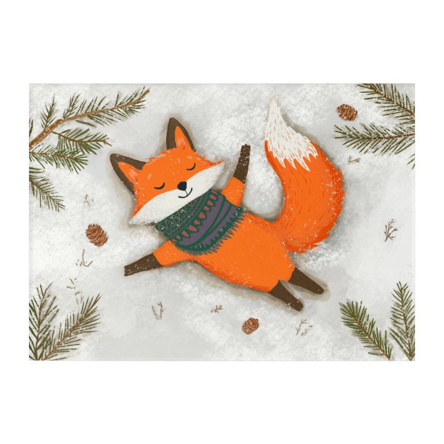Winter Lover Fox around Christmas Acrylic Print (Front)