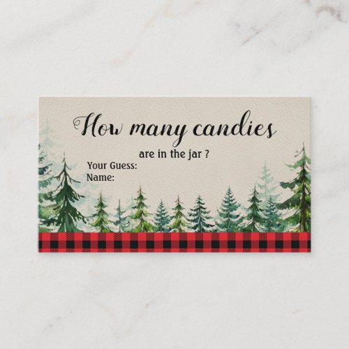 Winter Lumberjack Baby Shower How Many Candies Enclosure Card