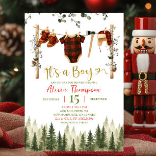 Winter Lumberjack Clothes Boy Baby Shower Invitation