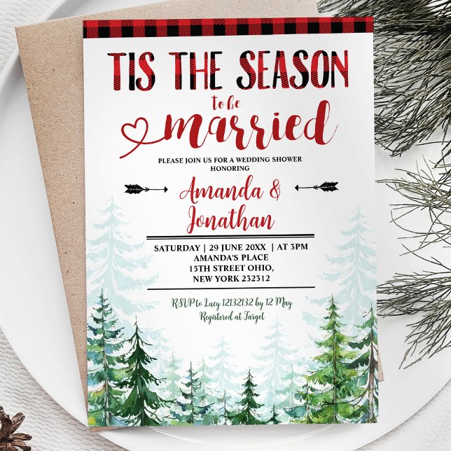 Winter Lumberjack Tis the Season to Be Married Invitation (Creator Uploaded)