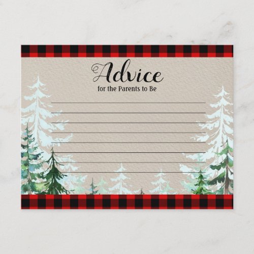 Winter Lumberjack Trees Baby Shower Advice Card