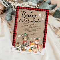 Winter Lumberjack Woodland Animals Baby Shower Invitation