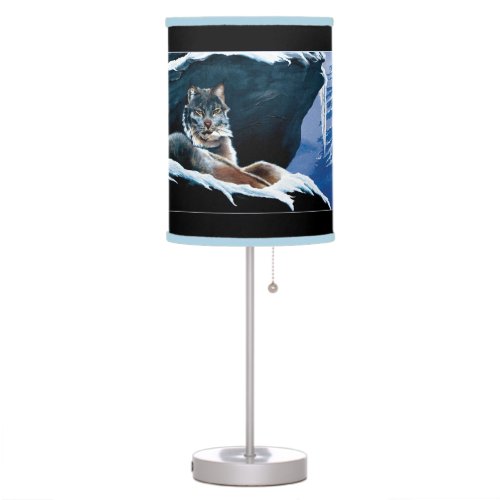 Winter Lynx Mountain  Table Lamp