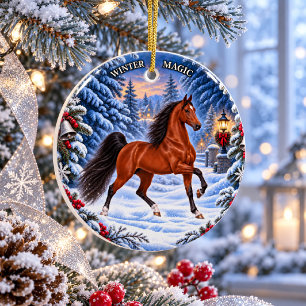 Winter Magic Bay American Saddlebred Ceramic Ornament