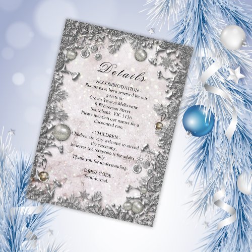 Winter Magic Christmas Wedding Details Enclosure Card