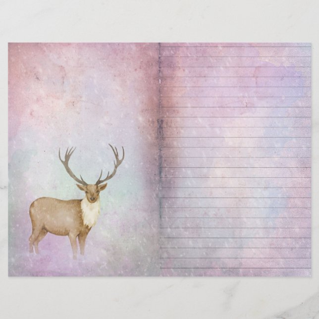 Winter Magic Deer Scrapbook Page Paper | Whimsical (Front)