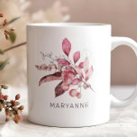 Winter Magic Floral Monogram Coffee Mug<br><div class="desc">Winter themed watercolor florals in shades of red paired with a customizable name in an elegant font. Check out our store for more coffee mug designs.</div>