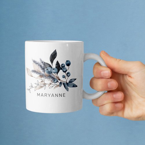 Winter Magic Floral Monogram Coffee Mug