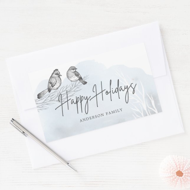 Winter Magic Happy Holidays Rectangular Sticker (Envelope)