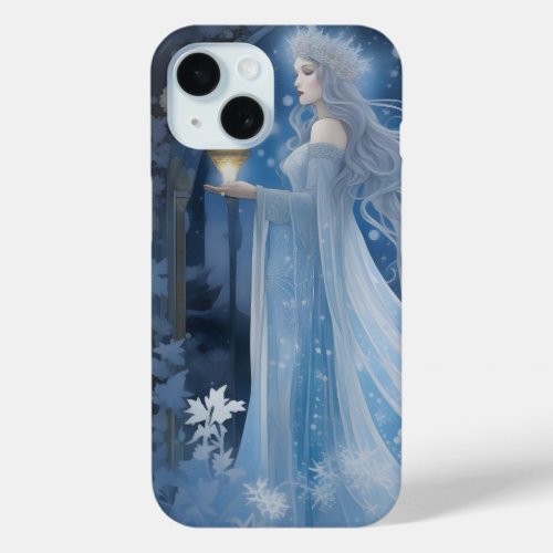 Winter Magic of the Snow Queen Painting iPhone 15 Case