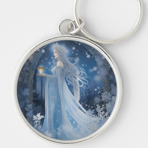 Winter Magic of the Snow Queen Painting Keychain