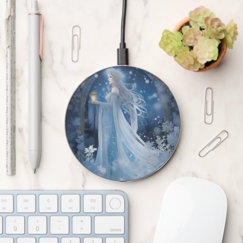 Winter Magic of the Snow Queen Painting Wireless Charger