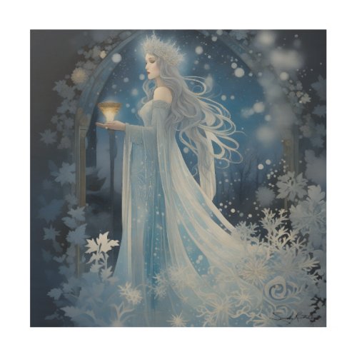 Winter Magic of the Snow Queen Painting Wood Wall Art