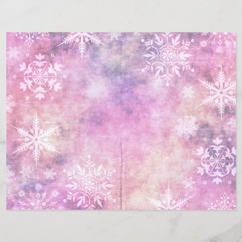 Winter Magic Pink Snow Scrapbook Page Paper