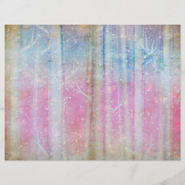 Winter Magic Trees Scrapbook Page Paper | Elegant (Front)