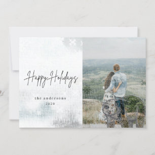 winter magic watercolor holiday photo card