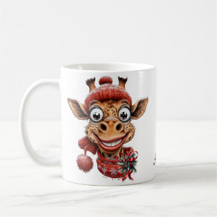 Winter magic with a cute cartoon giraffe coffee mug