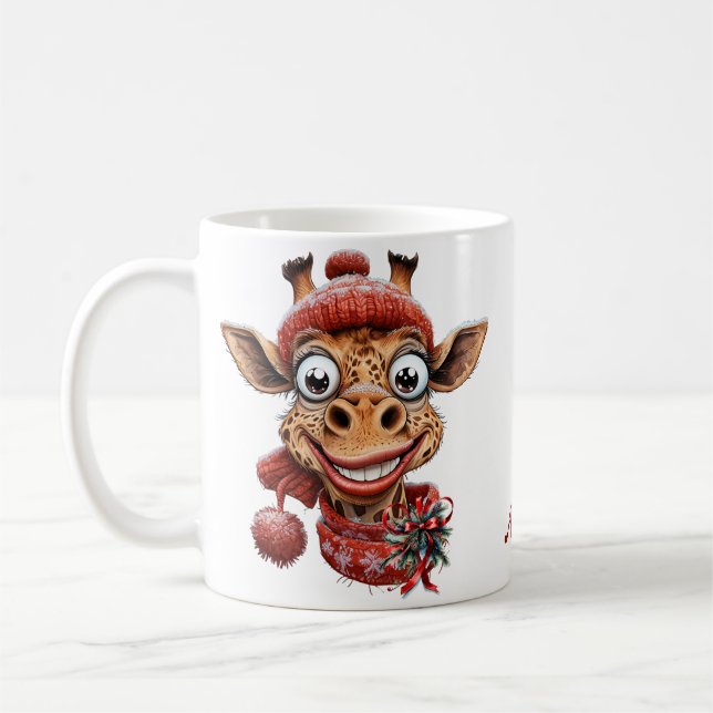 Winter magic with a cute cartoon giraffe coffee mug (Left)