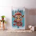 Winter magic with a cute cartoon giraffe. fabric