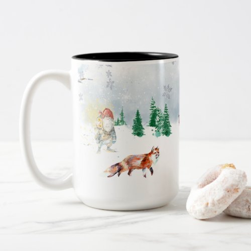 Winter Magical Scandinavian Christmas Two_Tone Coffee Mug