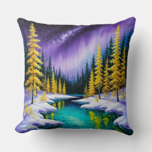 🌸 Winter Magical Yellow Trees Cozy Home Style 🌸 Throw Pillow