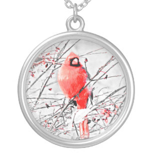 WINTER MALE CARDINAL SILVER PLATED NECKLACE