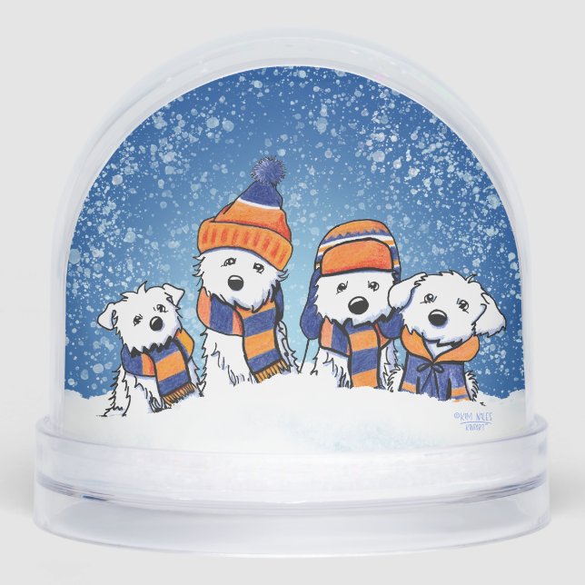 Winter Maltese Christmas Art Snow Globe (Front)