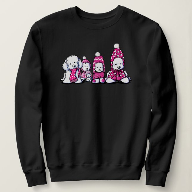 Winter Maltese In Pink Sweatshirt (Design Front)