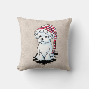 Winter Maltipoo Throw Pillow
