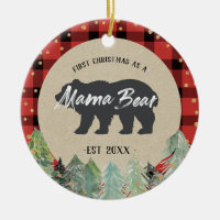 Winter Mama Bear Rustic Christmas Ornament