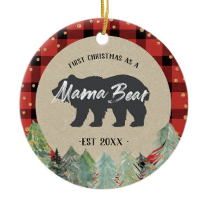 Winter Mama Bear Rustic Christmas Ornament