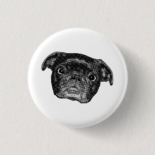 Winter Manga Pug Magnet Button