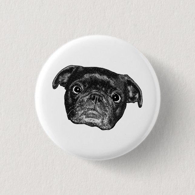 Winter Manga Pug Magnet Button (Front)