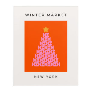 Winter Market 02 Christmas Tree Pink And Orange Acrylic Print