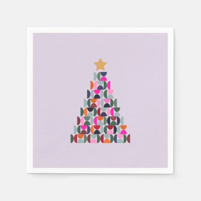 Winter Market 04 Christmas Tree Purple Holiday Napkins (Front)