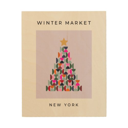 Winter Market 04 Christmas Tree Purple Holiday Wood Wall Art