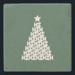 Winter Market 07 Vintage Green Christmas Tree Stone Coaster<br><div class="desc">Vintage Christmas Tree Abstract Illustration - Cream White Christmas Tree on Green Background - Typography: Winter Market New York.</div>