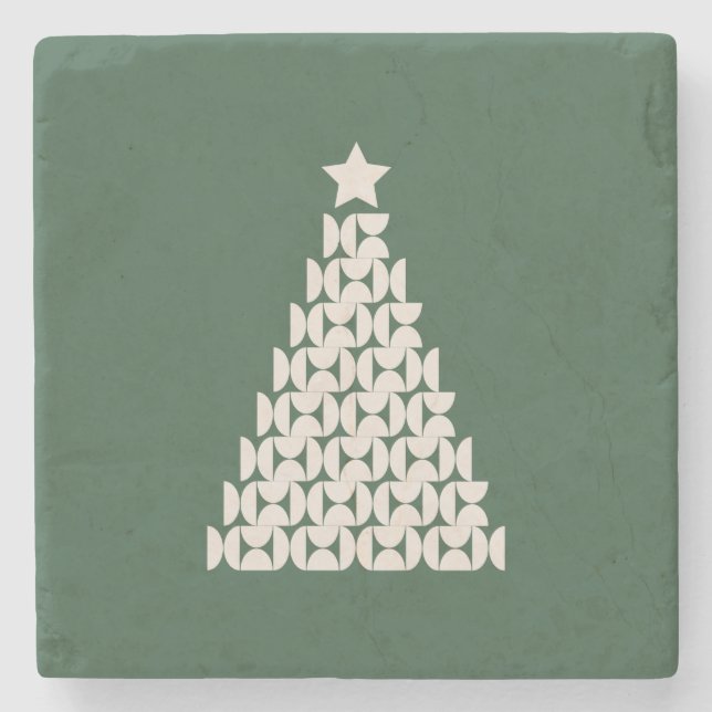 Winter Market 07 Vintage Green Christmas Tree Stone Coaster (Front)