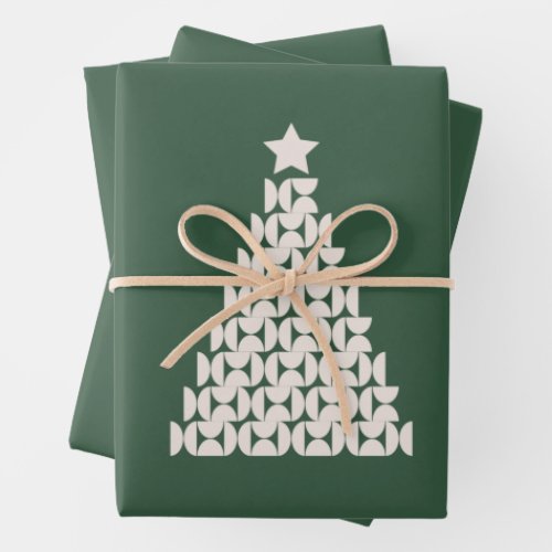 Winter Market 07 Vintage Green Christmas Tree Wrapping Paper Sheets