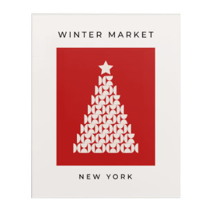 Winter Market 08 Vintage Red Christmas Tree Acrylic Print