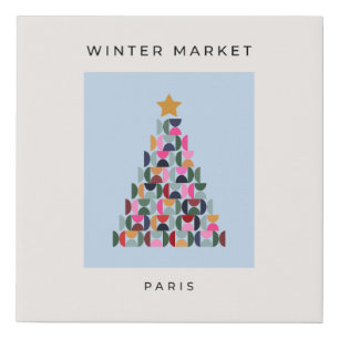 Winter Market 10 Colorful Christmas Tree Faux Canvas Print