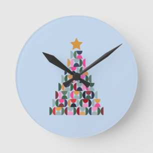 Winter Market 10 Colorful Christmas Tree Round Clock